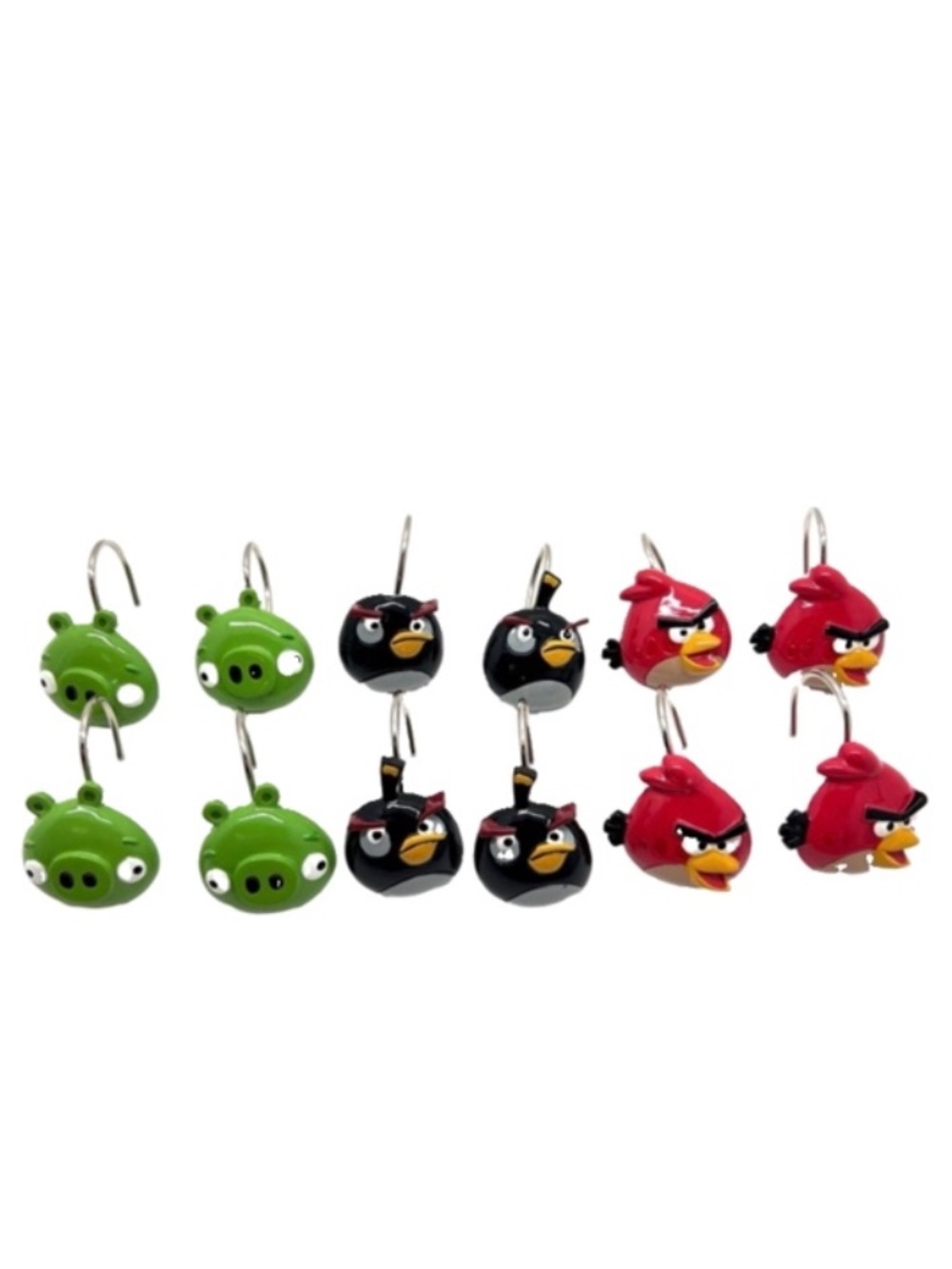 Angry Bird Bathroom 12 Pieces Shower Curtain Hooks Preowned